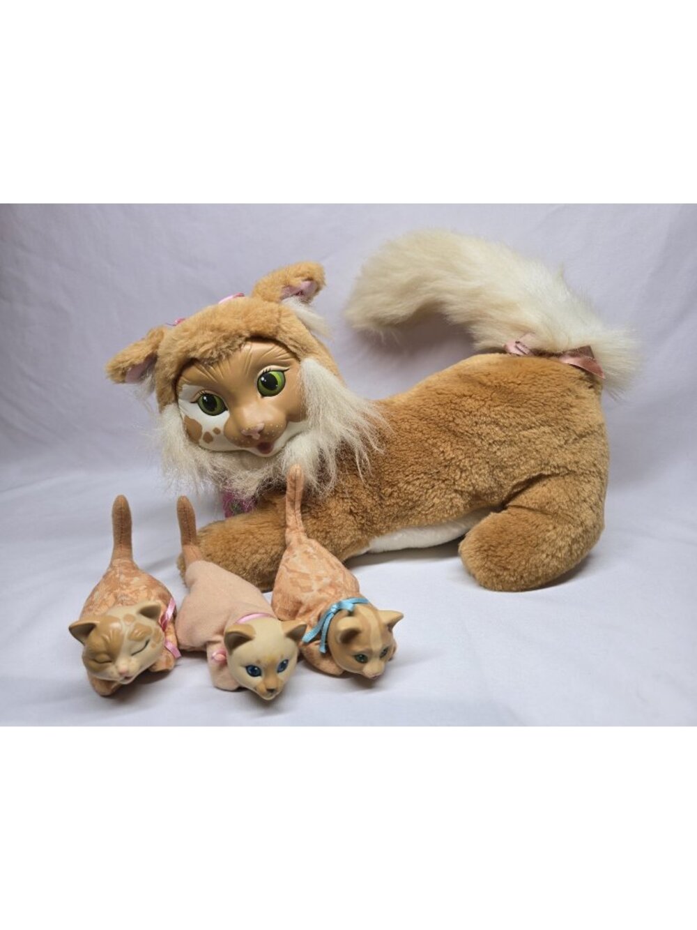 Hasbro Kitty Surprise Orange Tabby Mother 3 Kittens 1992 Cat Stuffed Animal